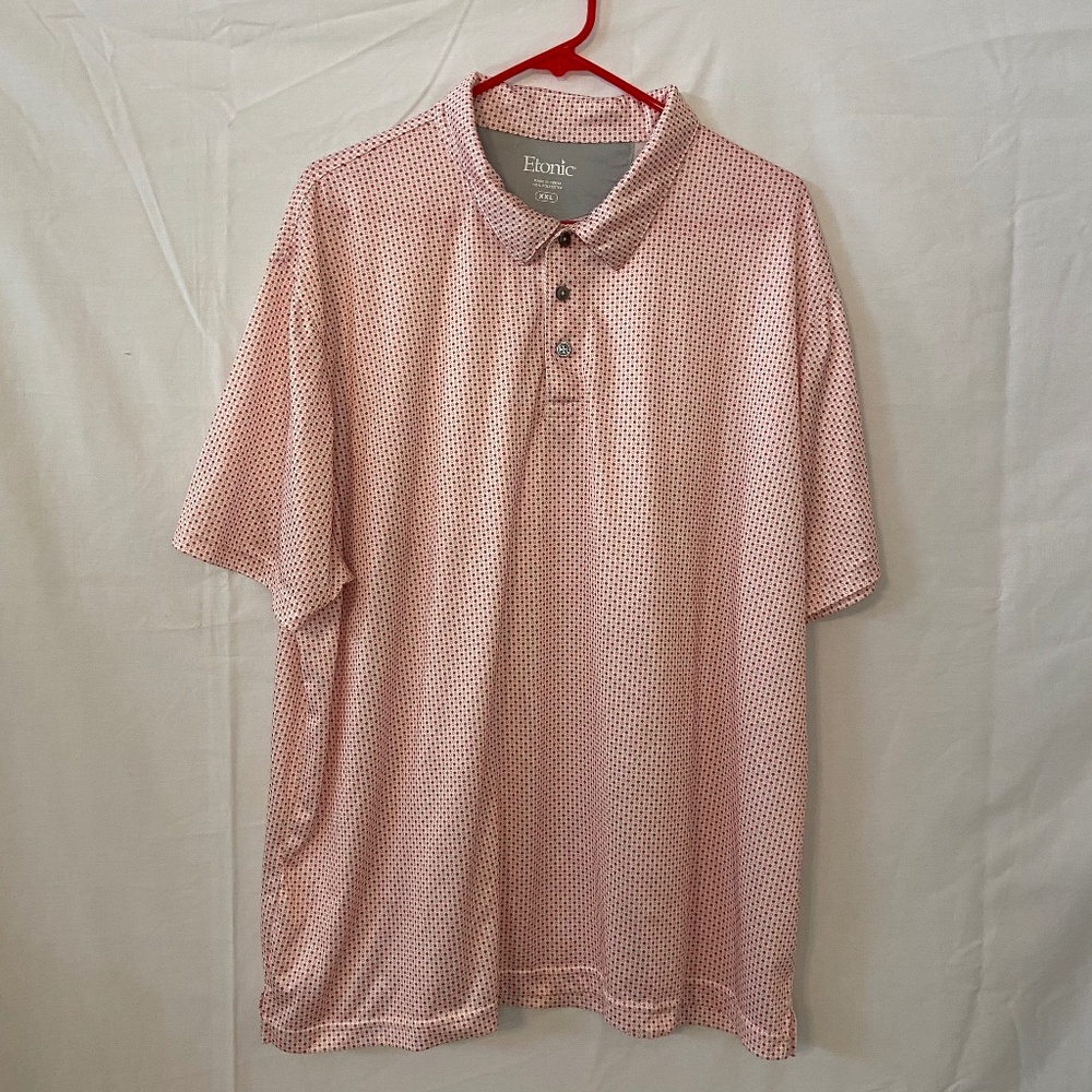 Etonic Red & White Short Sleeve Performance Golf Shirt Men's XXL